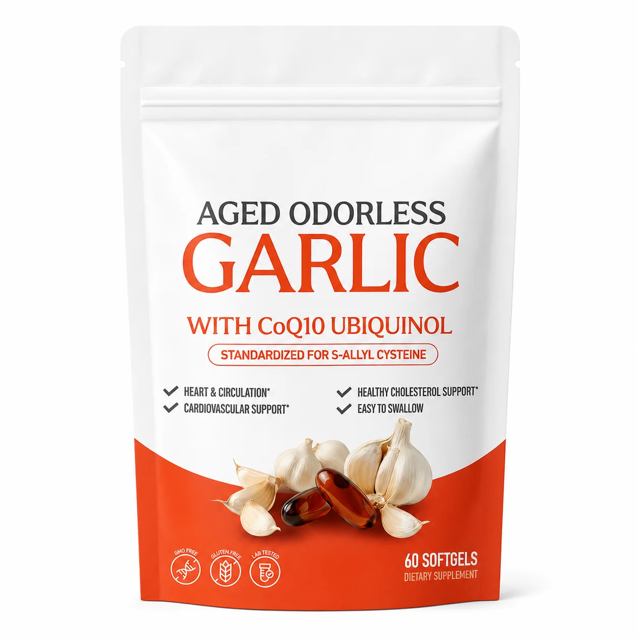 Coq10 Ubiquinol Softgel - Cápsulas de Extrato de Alho Envelhecido